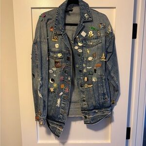 Forever 21 DID IT MYSELF Classic Blue Denim Jeans JACKET UNIQUE